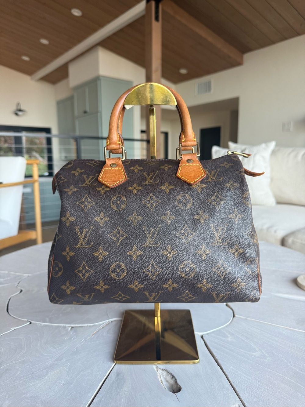 Louis Vuitton Monogram Canvas Top-Handle Bag in Brown and Tan